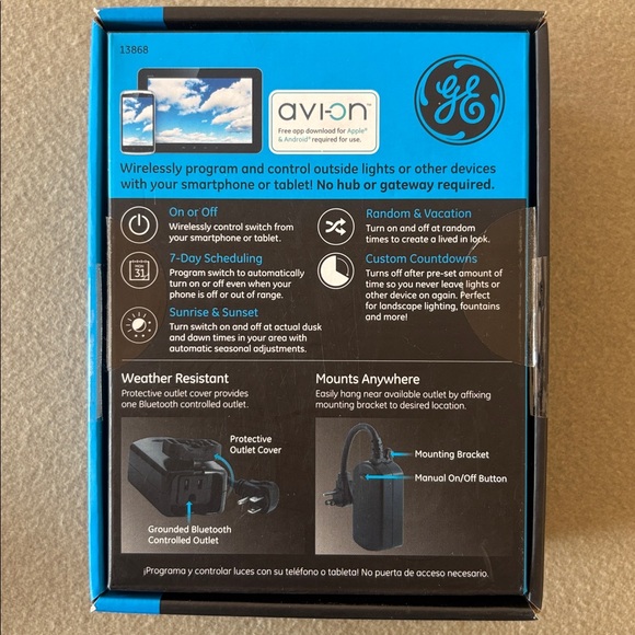 New GE Outdoor Plug In Smart Switch 13868 Wireless Bluetooth Any Mobile Device - Picture 3 of 7